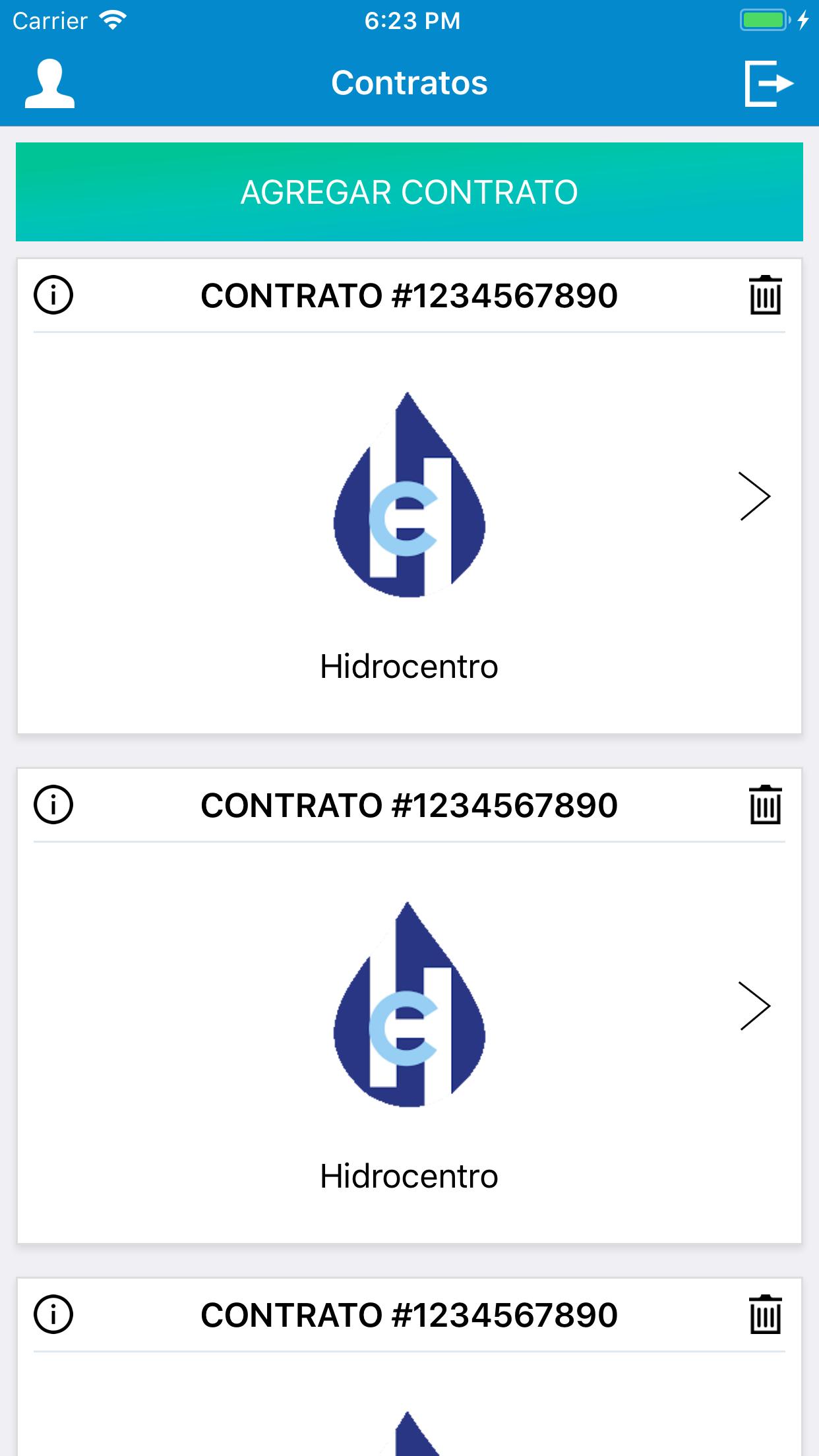 Screenshot of Hidromóvil app